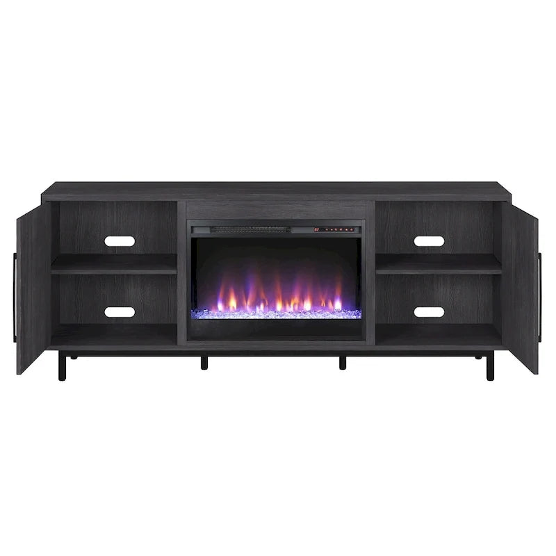 Rectangular TV Stand with Crystal Fireplace for TV's up to 75