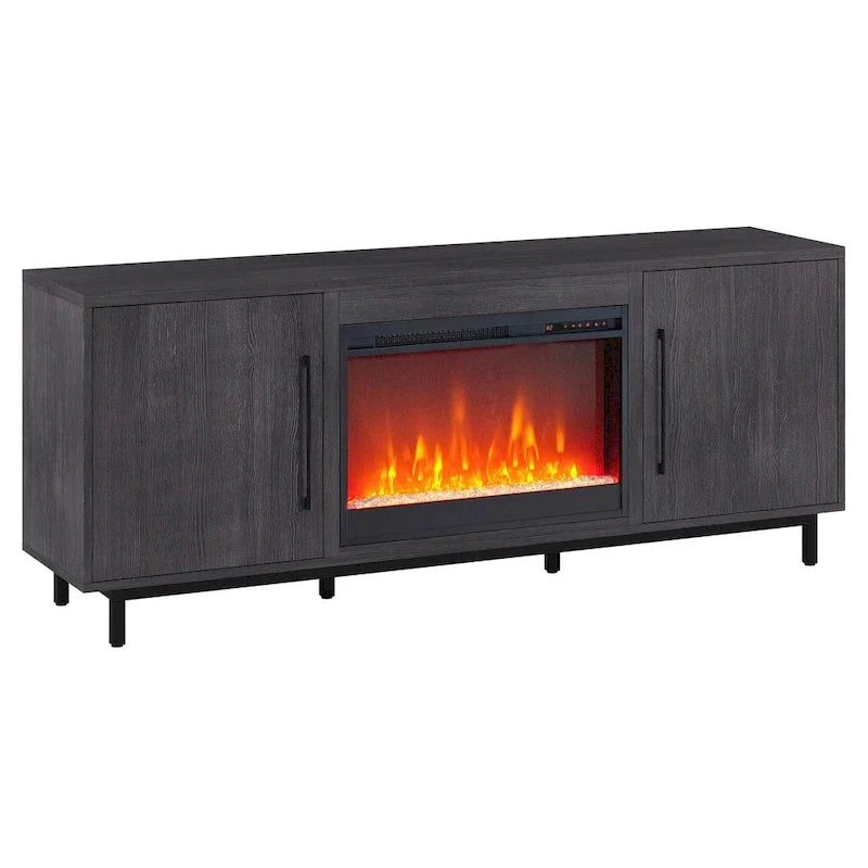 Rectangular TV Stand with Crystal Fireplace for TV's up to 75
