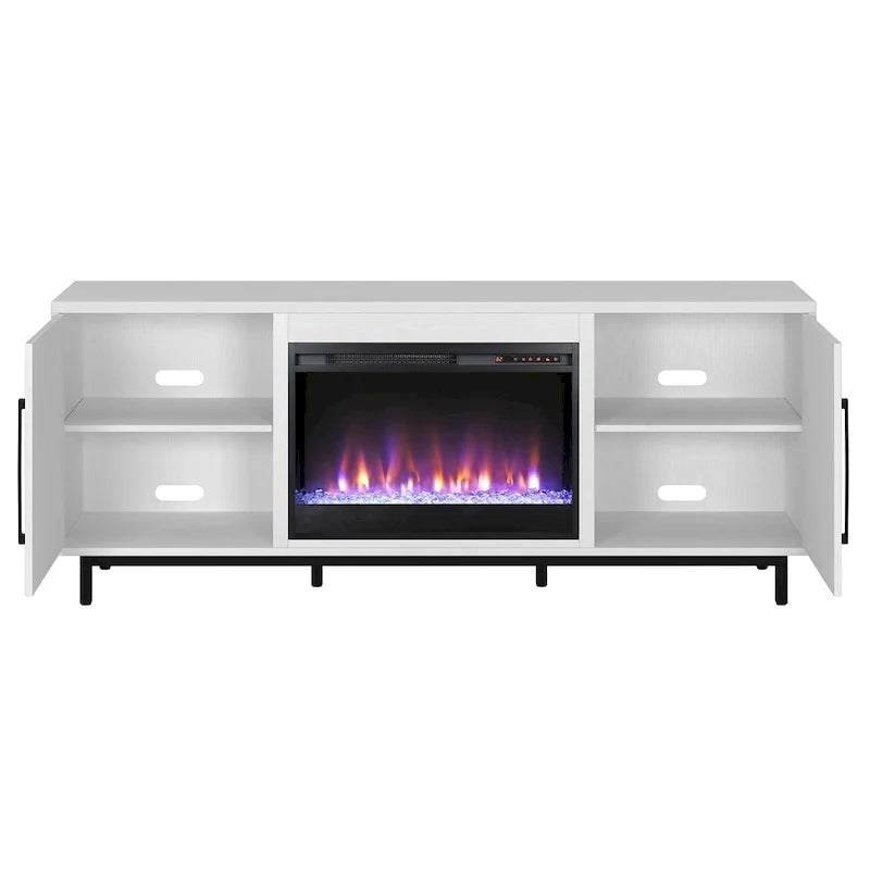 Rectangular TV Stand with Crystal Fireplace for TV's up to 75