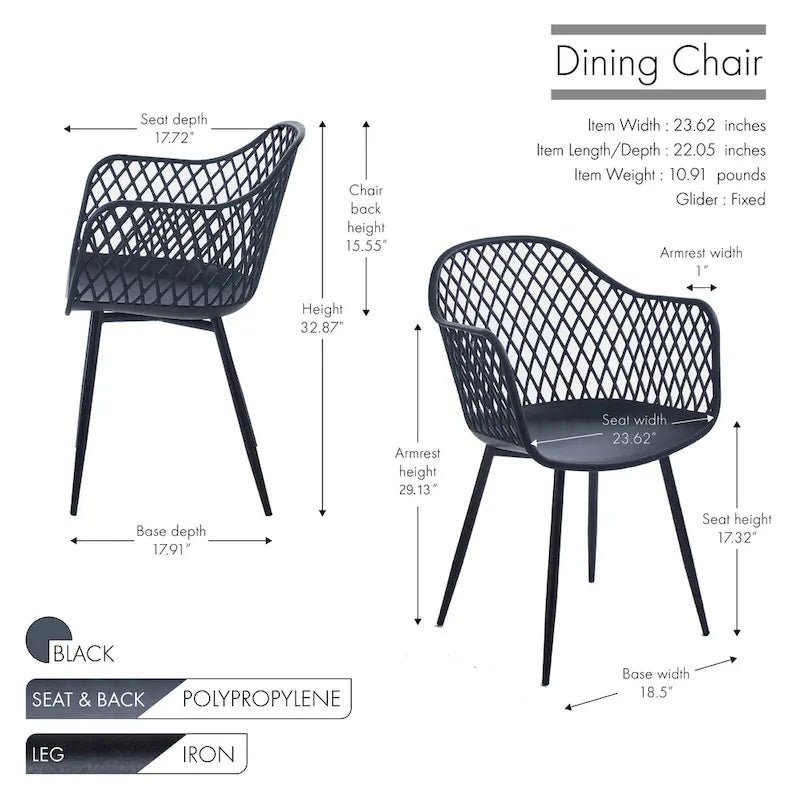 Hard Plastic Dining Chairs w/ Iron Legs (Set of 2)