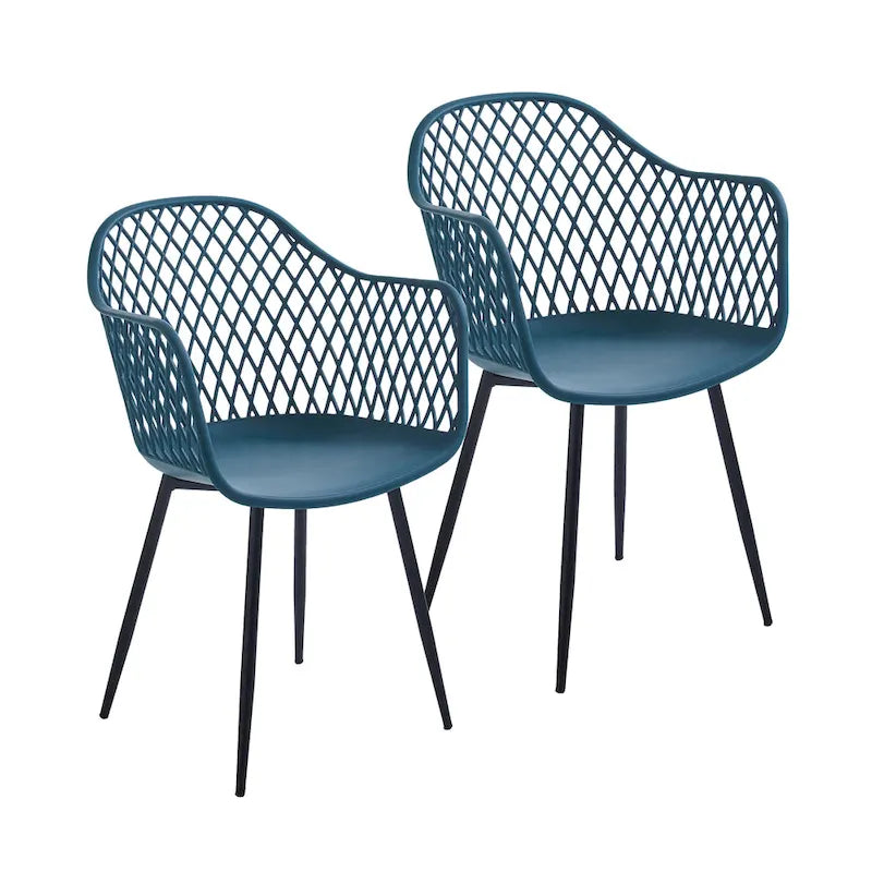 Hard Plastic Dining Chairs w/ Iron Legs (Set of 2)