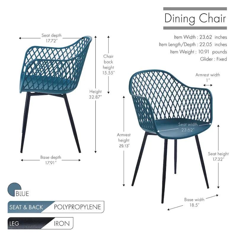 Hard Plastic Dining Chairs w/ Iron Legs (Set of 2)