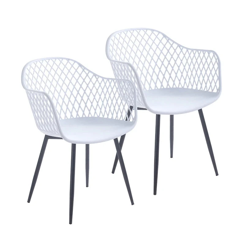 Hard Plastic Dining Chairs w/ Iron Legs (Set of 2)