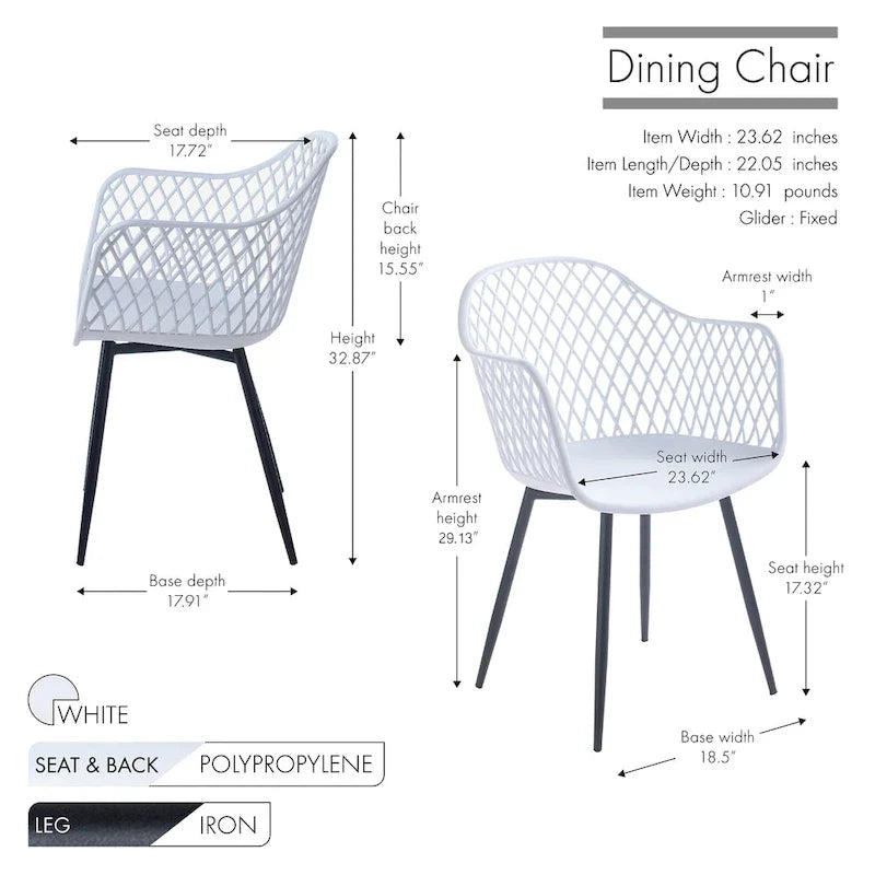 Hard Plastic Dining Chairs w/ Iron Legs (Set of 2)