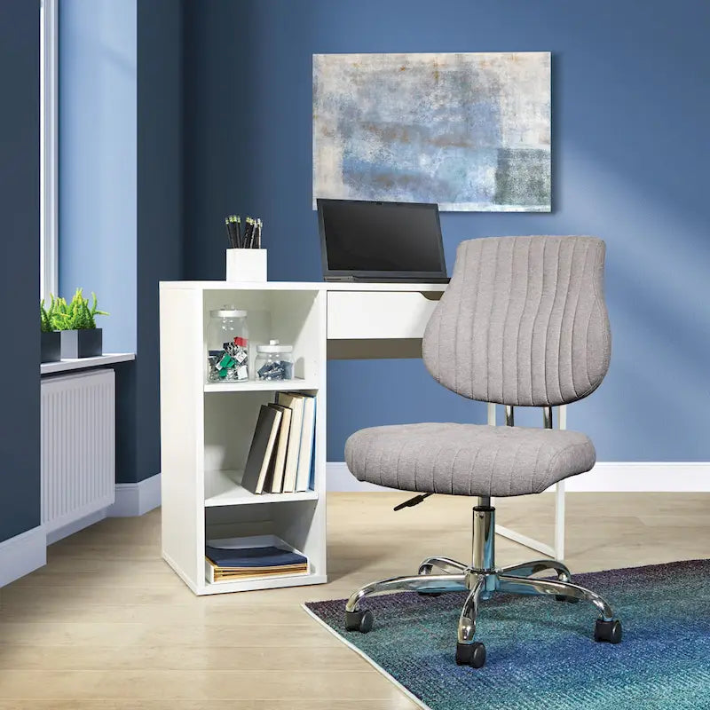 Chaise de bureau pivotante en tissu gris, pour le télétravail à la maison