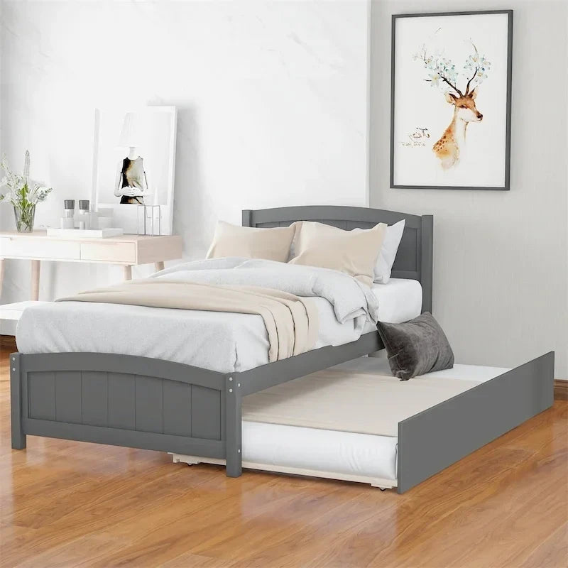 Cama de plataforma individual con cama nido