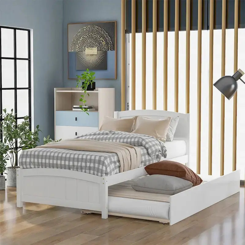 Cama de plataforma individual con cama nido