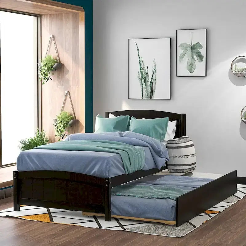 Cama de plataforma individual con cama nido