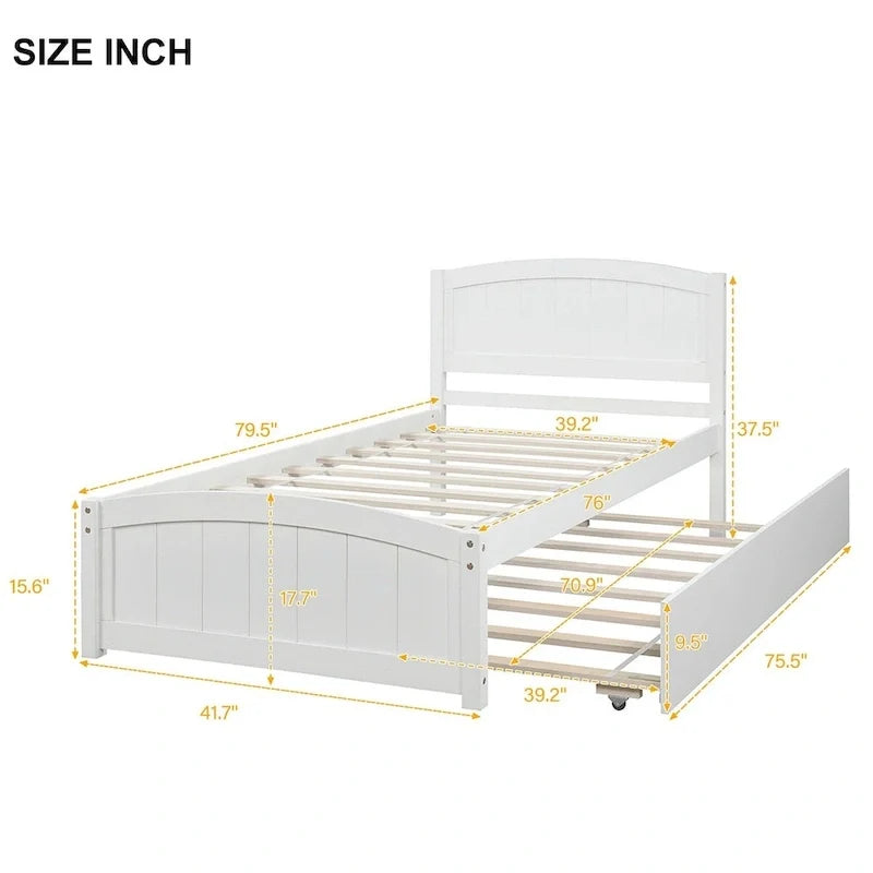 Twin Size Platform Bed with Trundle