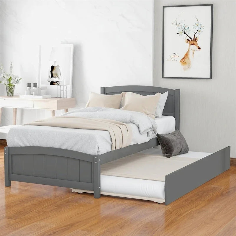Cama de plataforma individual con cama nido