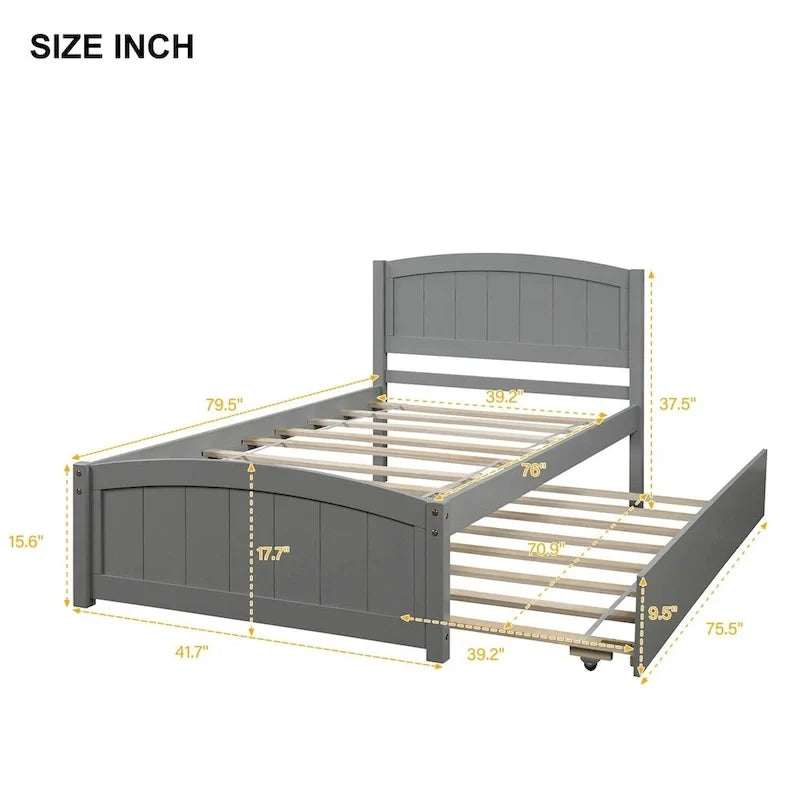Twin Size Platform Bed with Trundle