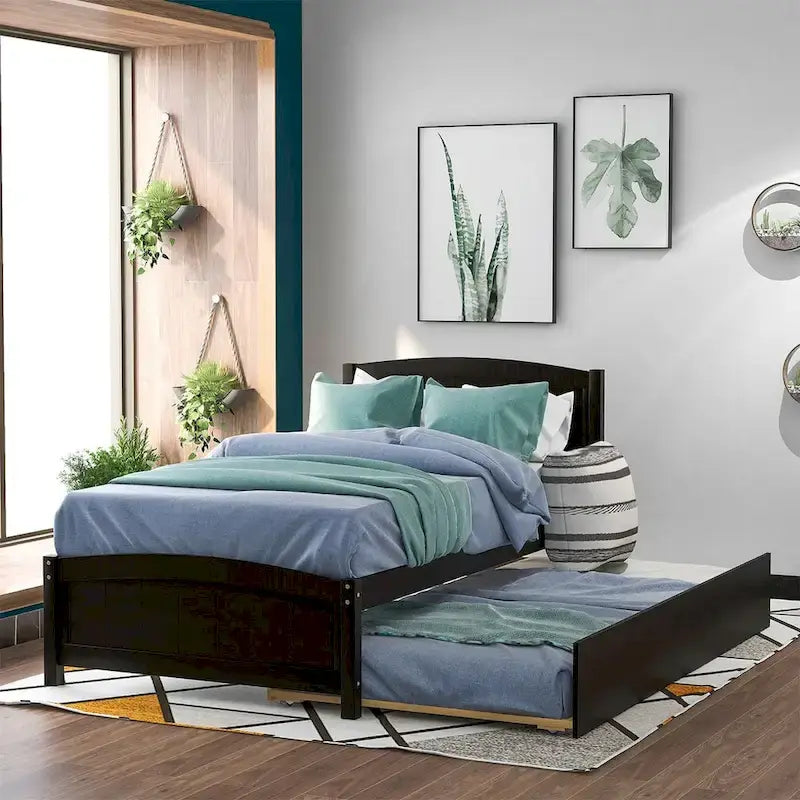 Twin Size Platform Bed with Trundle