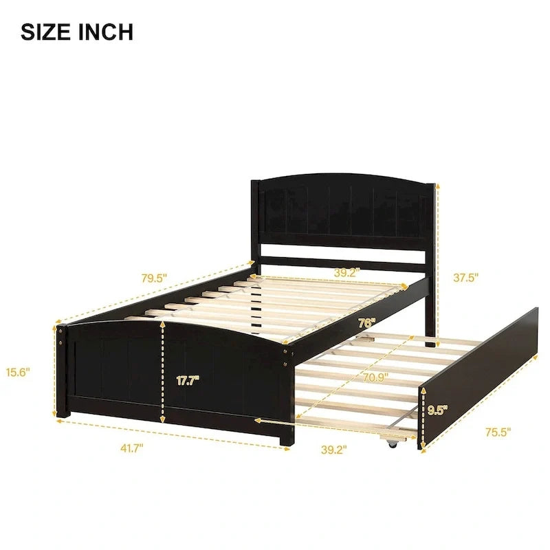 Twin Size Platform Bed with Trundle