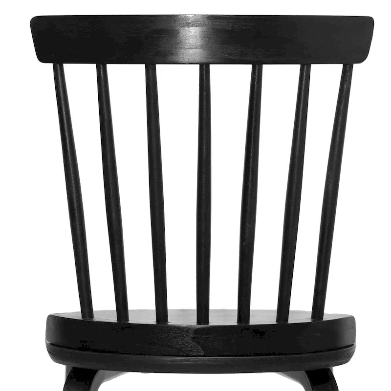 Esszimmerstühle im Landhausstil mit Sprossenlehne und gebogenen Holzbeinen, schwarz