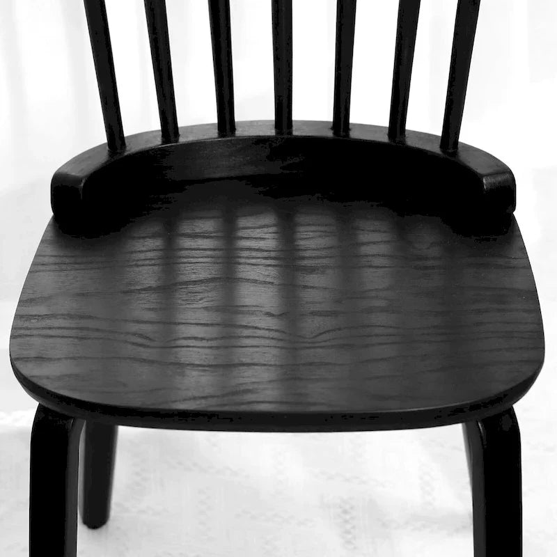 Esszimmerstühle im Landhausstil mit Sprossenlehne und gebogenen Holzbeinen, schwarz