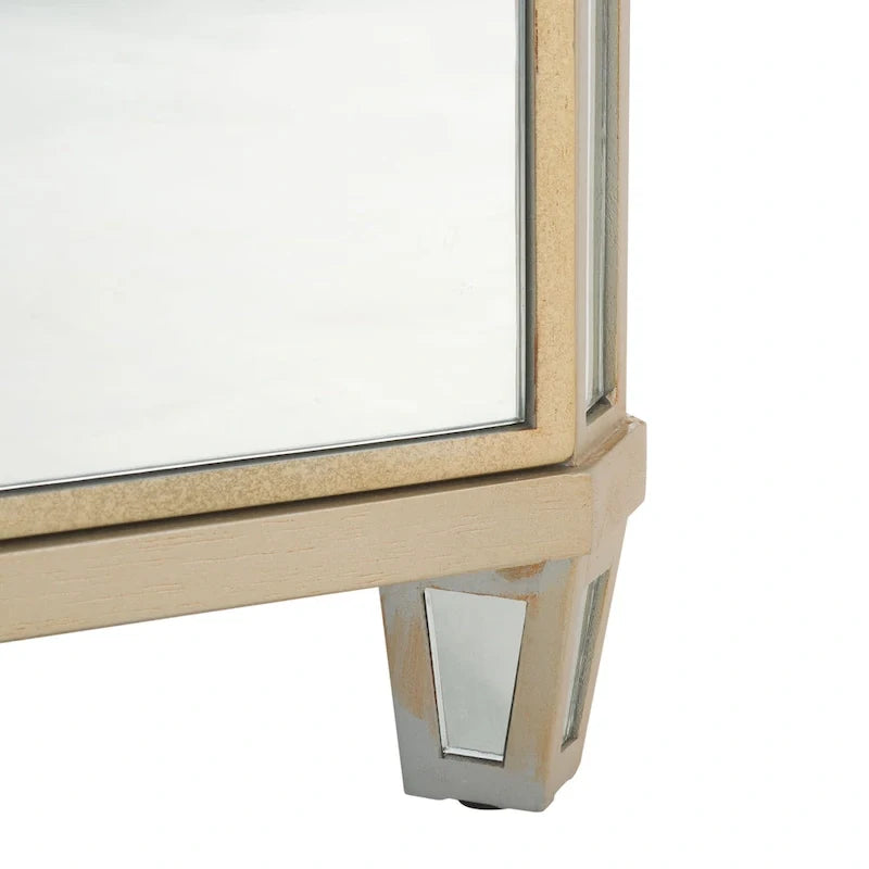 Table de chevet glamour à 3 tiroirs et finition miroir