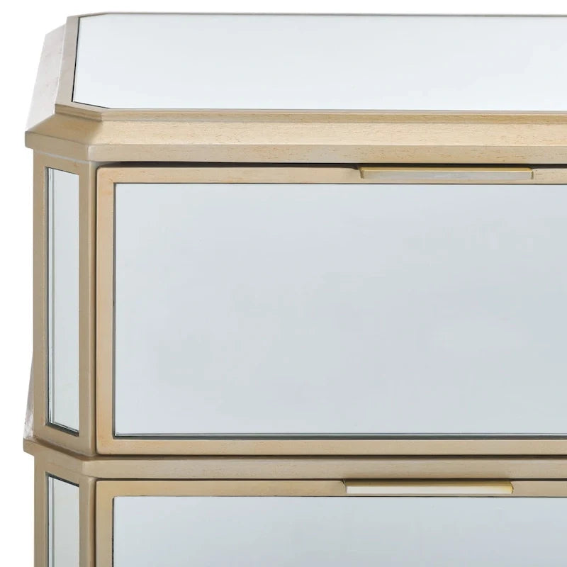 Table de chevet glamour à 3 tiroirs et finition miroir
