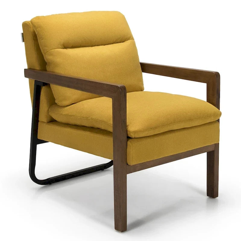 Sillón decorativo moderno con patas de madera de caucho