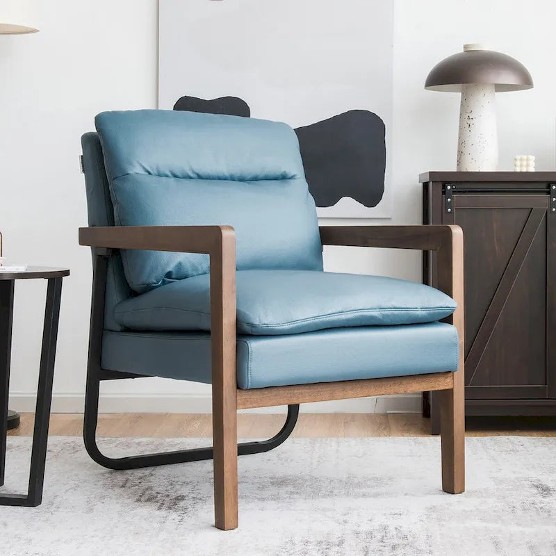 Moderner Akzent-Sessel mit Beinen aus Gummibaumholz