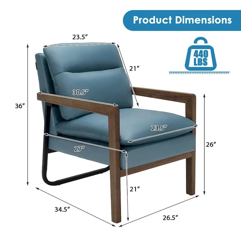 Sillón decorativo moderno con patas de madera de caucho