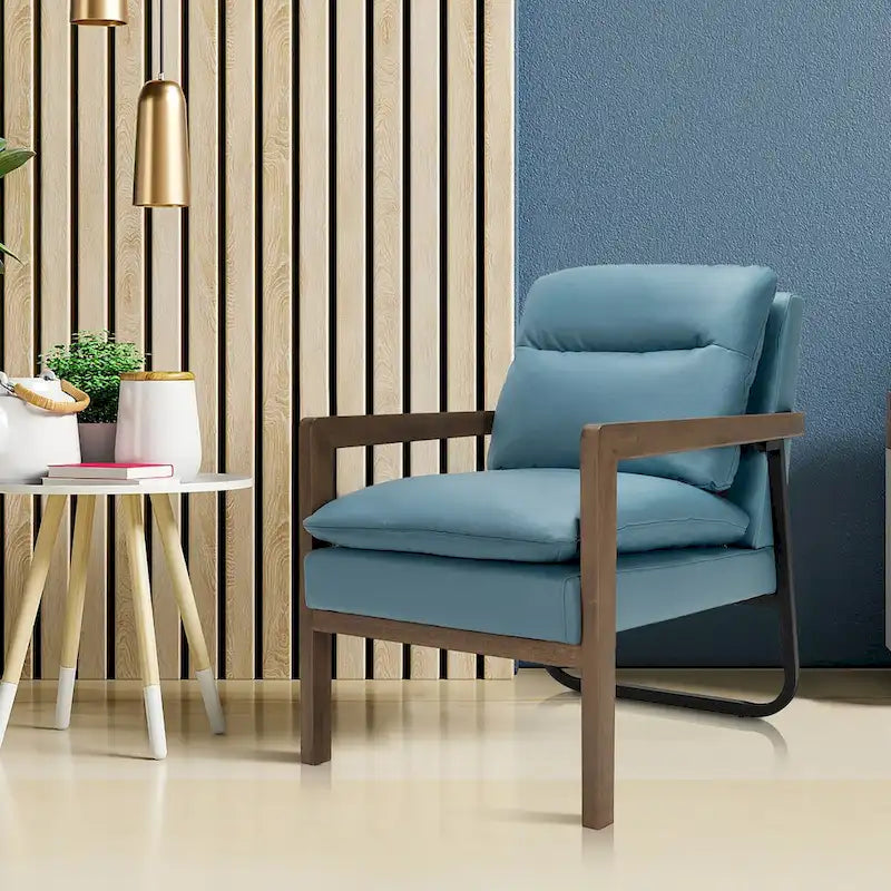 Sillón decorativo moderno con patas de madera de caucho