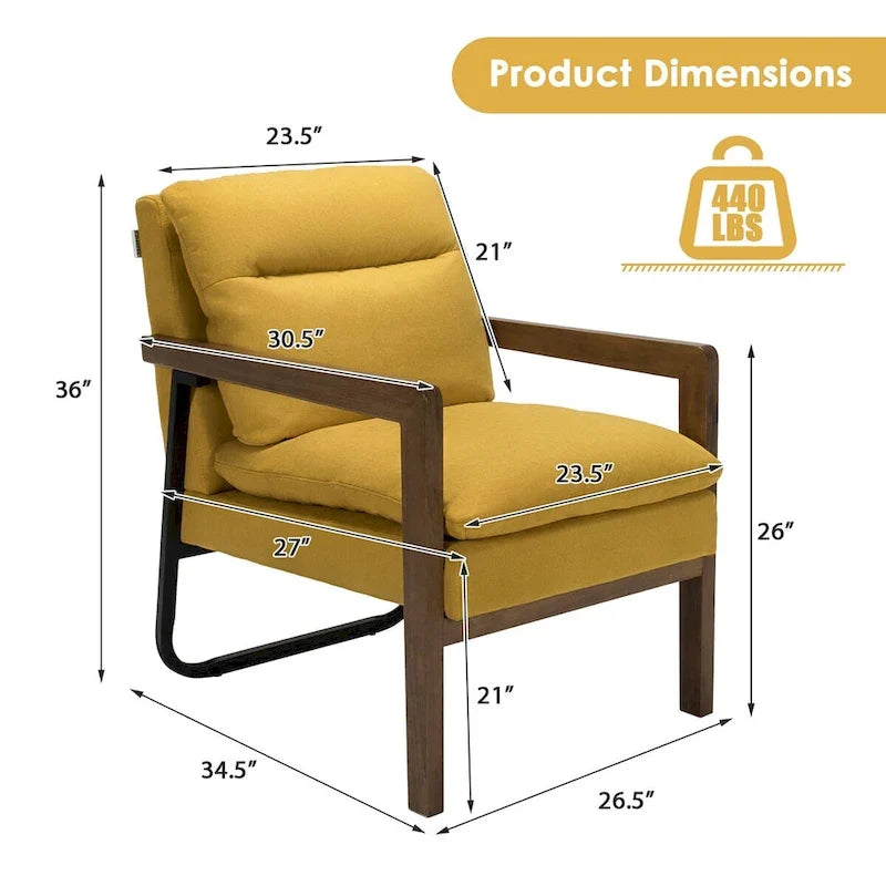Sillón decorativo moderno con patas de madera de caucho