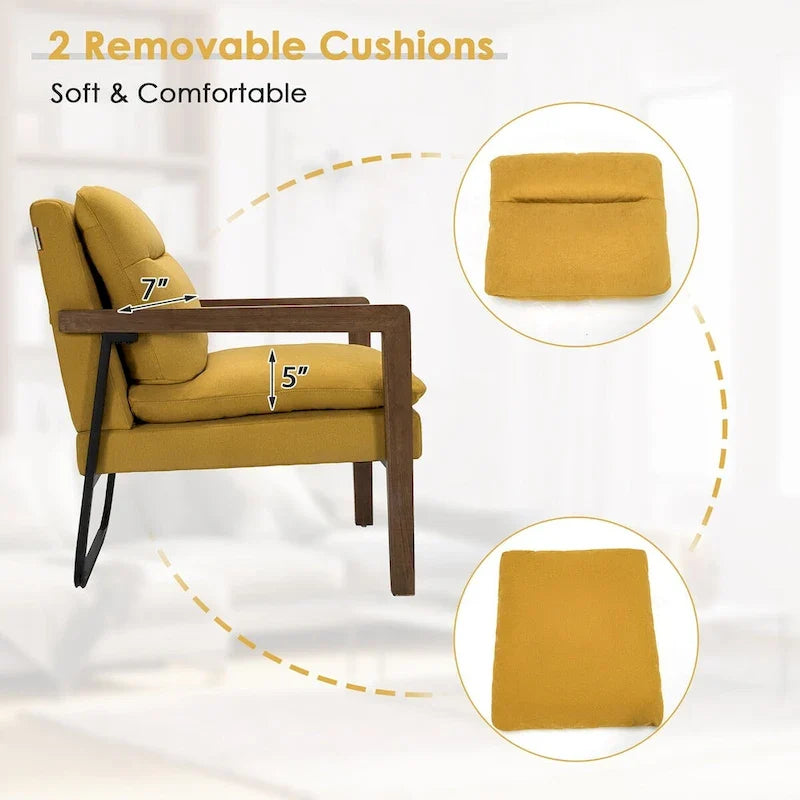 Sillón decorativo moderno con patas de madera de caucho