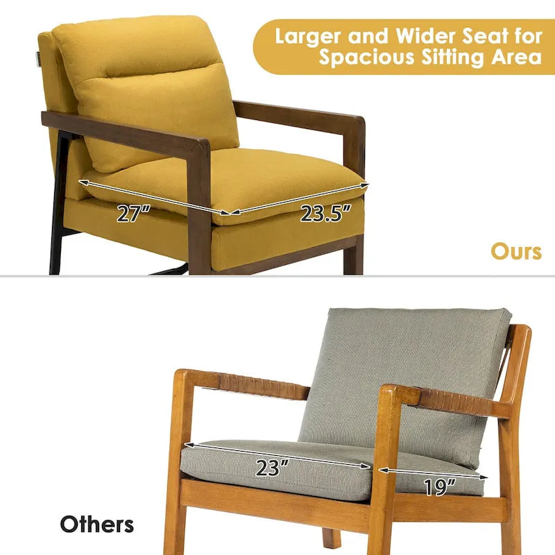 Sillón decorativo moderno con patas de madera de caucho