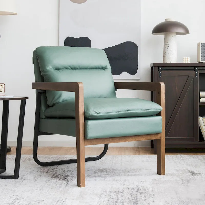 Sillón decorativo moderno con patas de madera de caucho