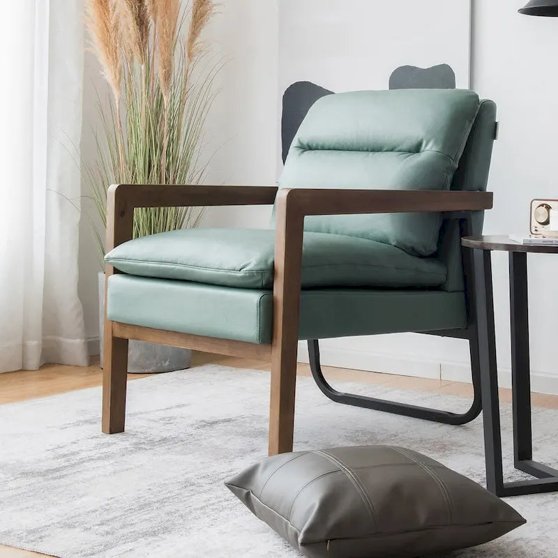 Sillón decorativo moderno con patas de madera de caucho