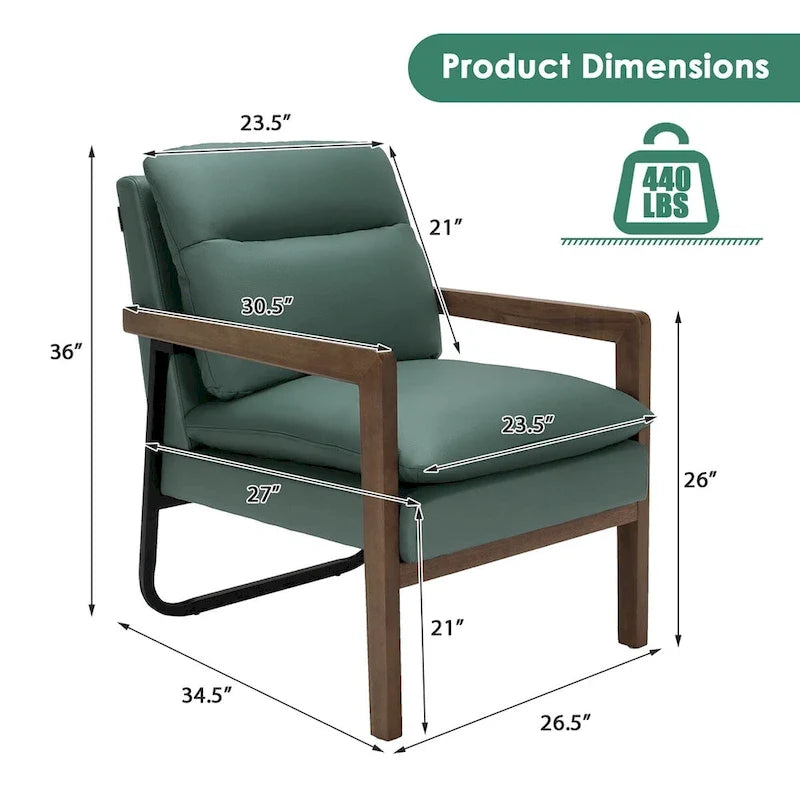 Sillón decorativo moderno con patas de madera de caucho