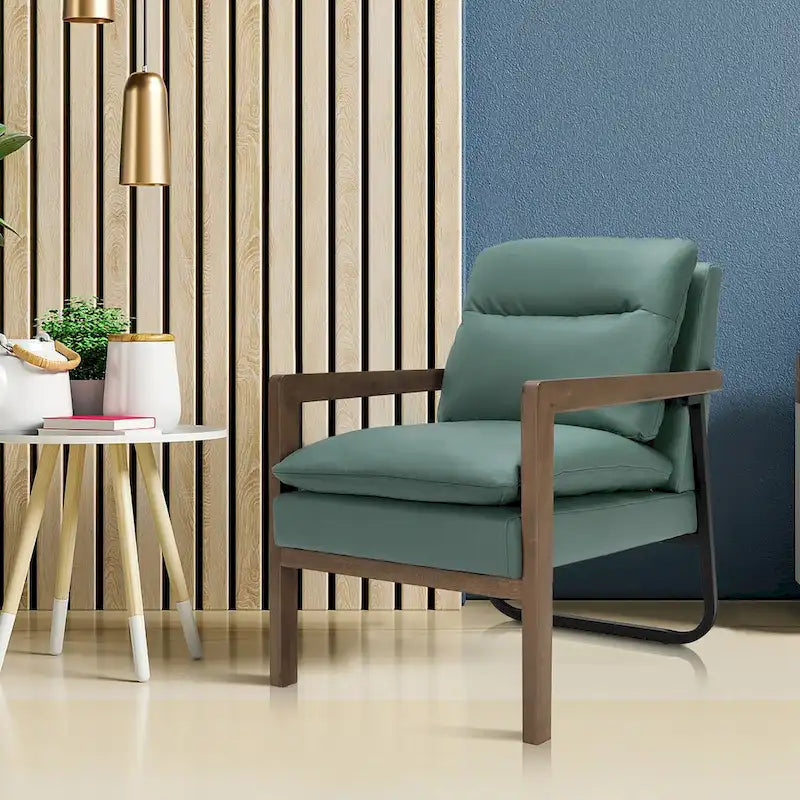 Sillón decorativo moderno con patas de madera de caucho