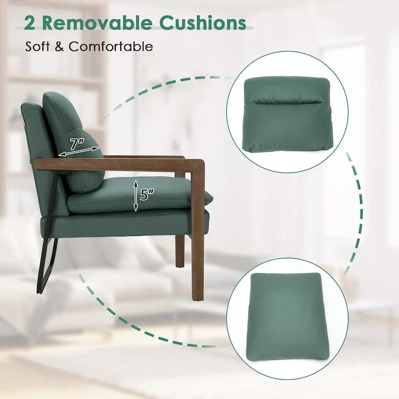 Sillón decorativo moderno con patas de madera de caucho