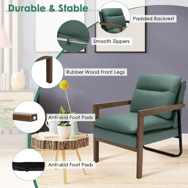 Sillón decorativo moderno con patas de madera de caucho