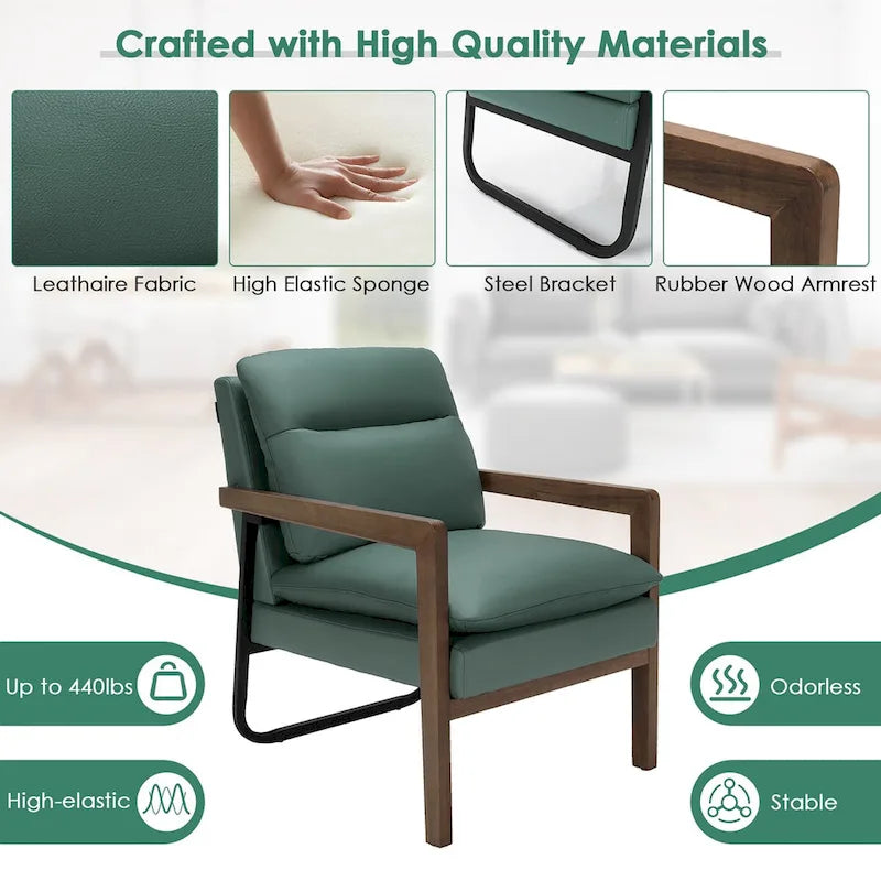 Sillón decorativo moderno con patas de madera de caucho