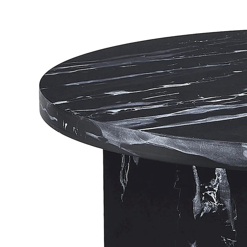 Mesa de centro redonda de madera, moderna y elegante, con superficie de chapa de imitación mármol