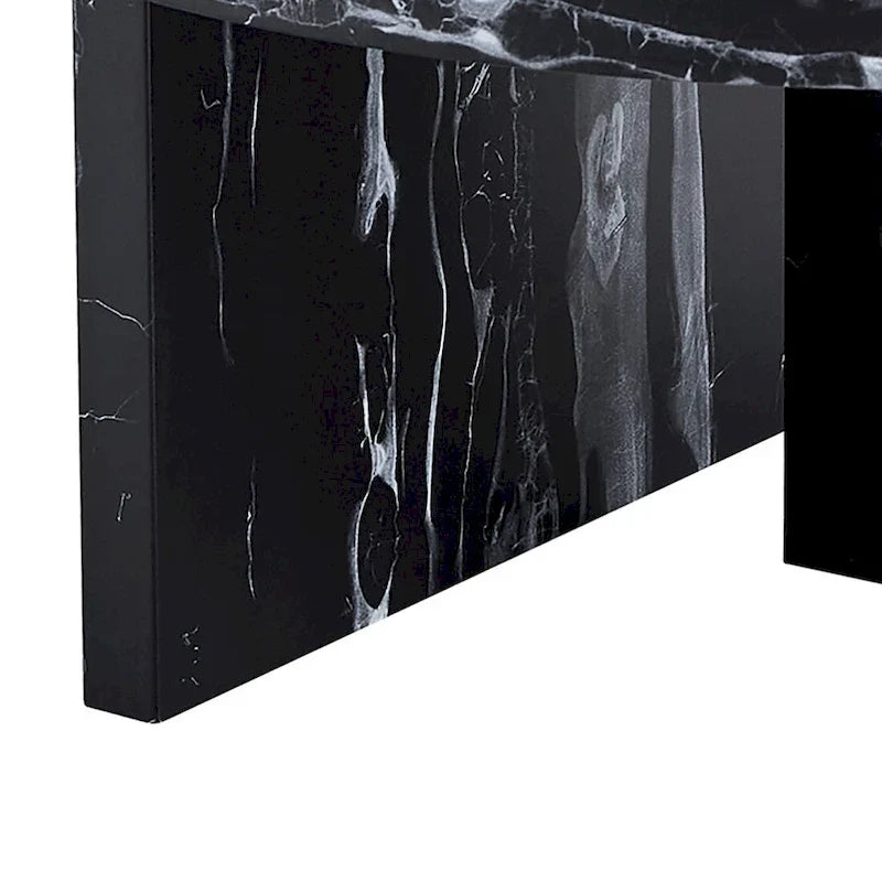 Mesa de centro redonda de madera, moderna y elegante, con superficie de chapa de imitación mármol