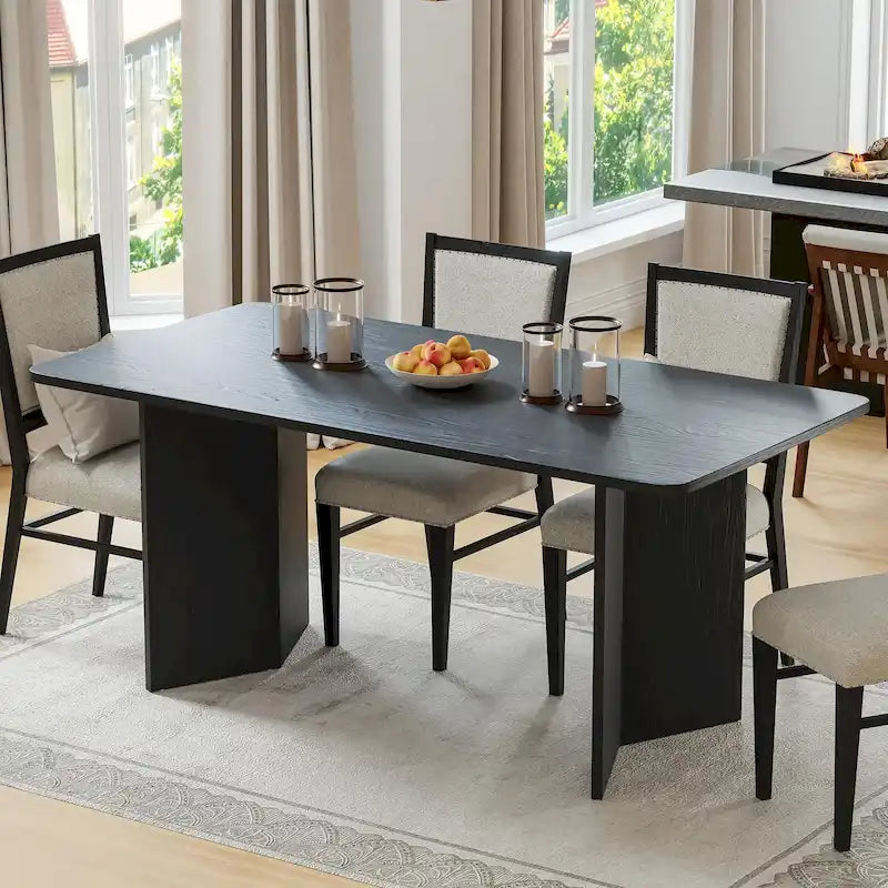 Mesa de comedor cuadrada de madera maciza para 6-8 personas, de estilo nórdico