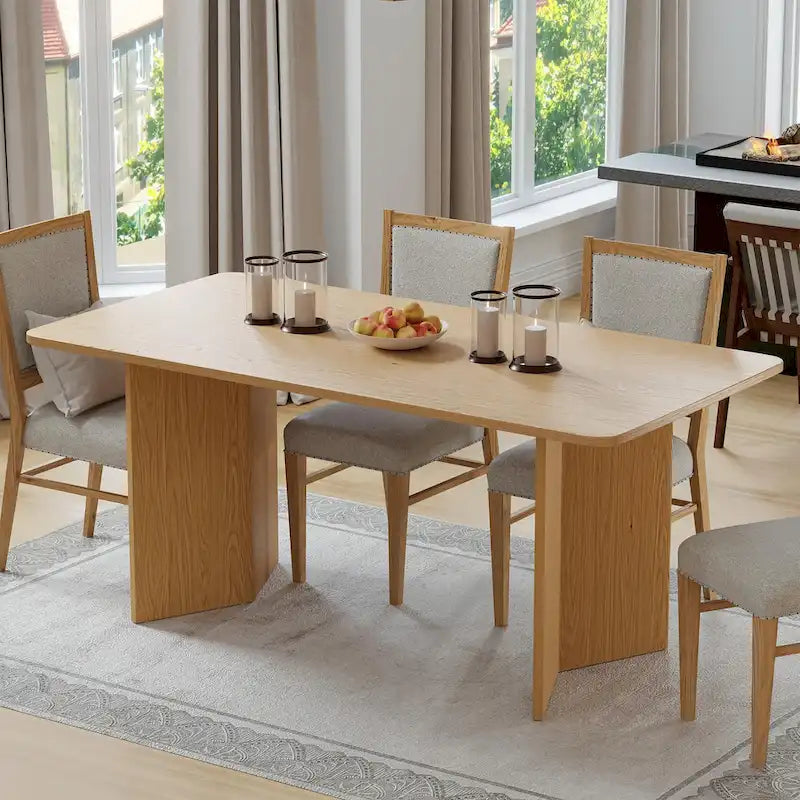 Mesa de comedor cuadrada de madera maciza para 6-8 personas, de estilo nórdico