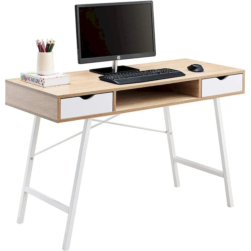 Bureau d’écriture moderne du milieu du siècle pour bureau à domicile avec tiroirs et rangement