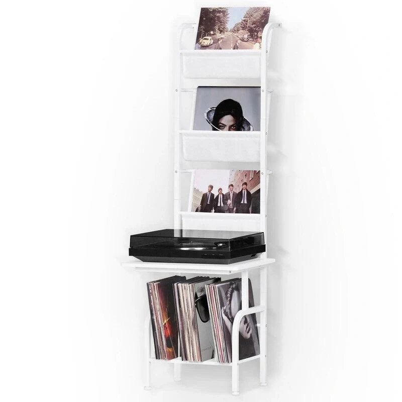 Estante blanco para tocadiscos