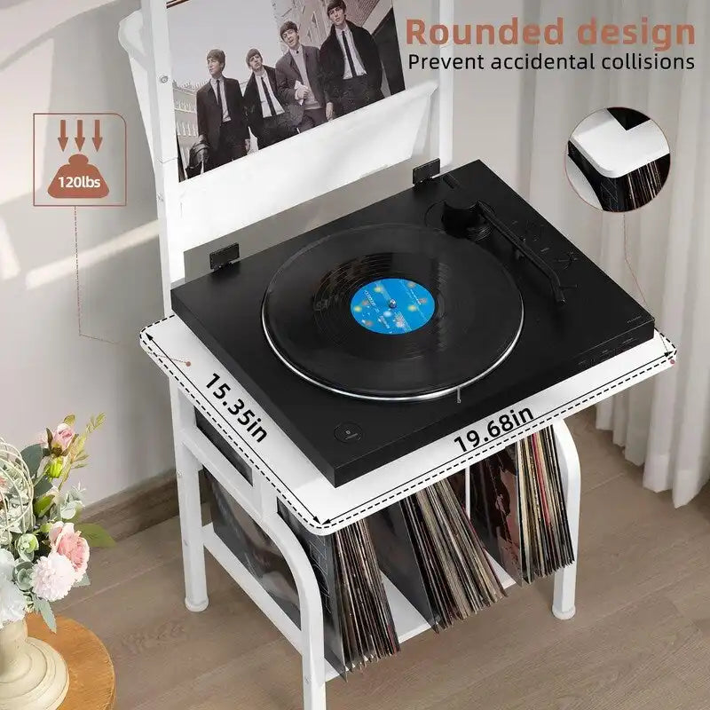 Estante blanco para tocadiscos