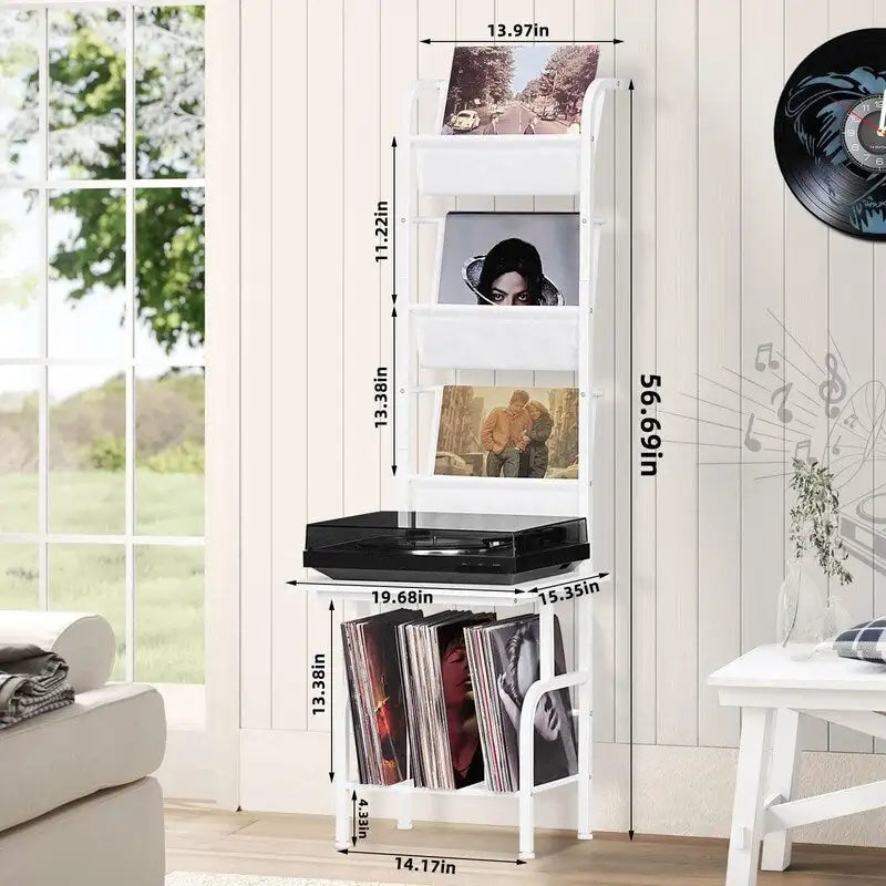 Estante blanco para tocadiscos