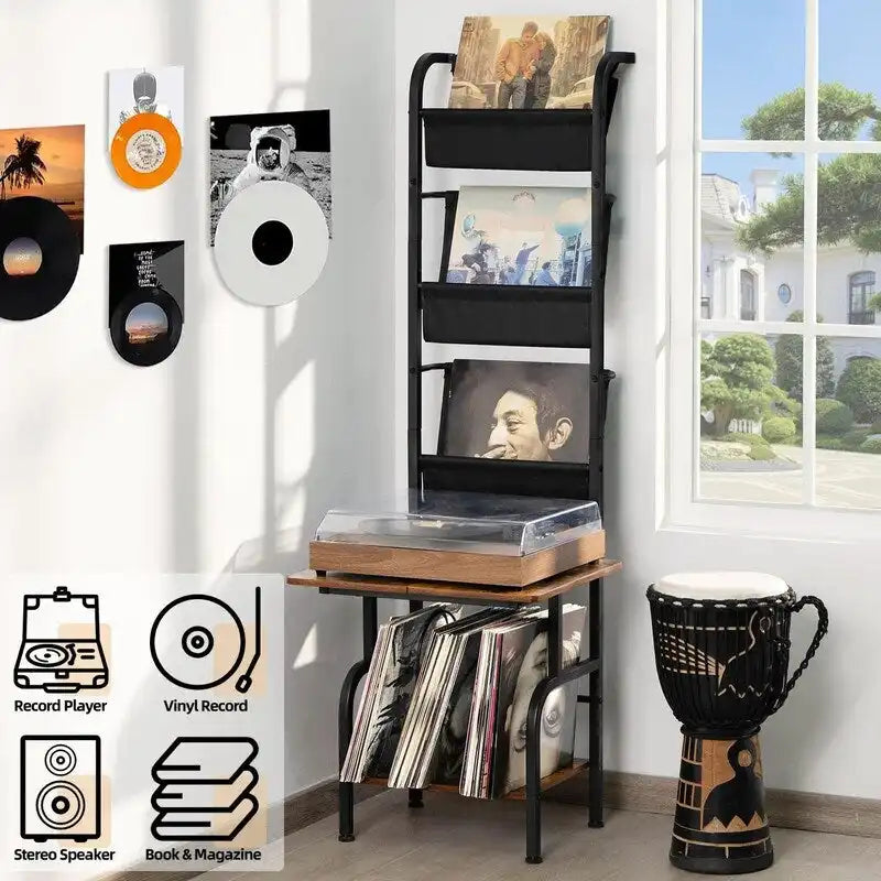 Estante blanco para tocadiscos