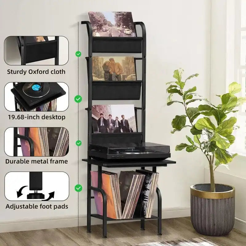Estante blanco para tocadiscos