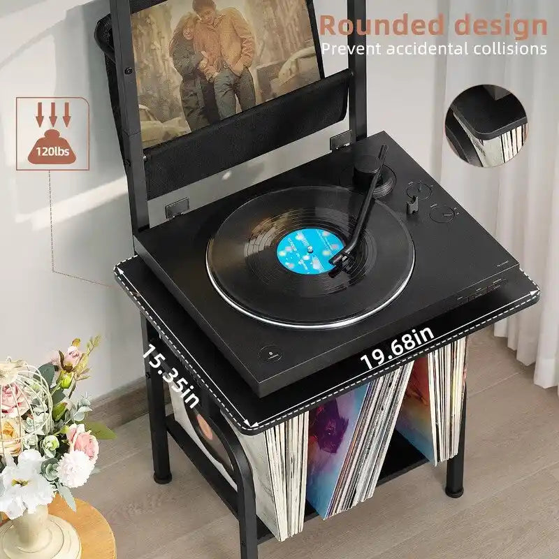 Estante blanco para tocadiscos