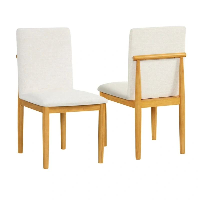 Silla de comedor moderna tapizada - tejido texturizado color crema (juego de 2)