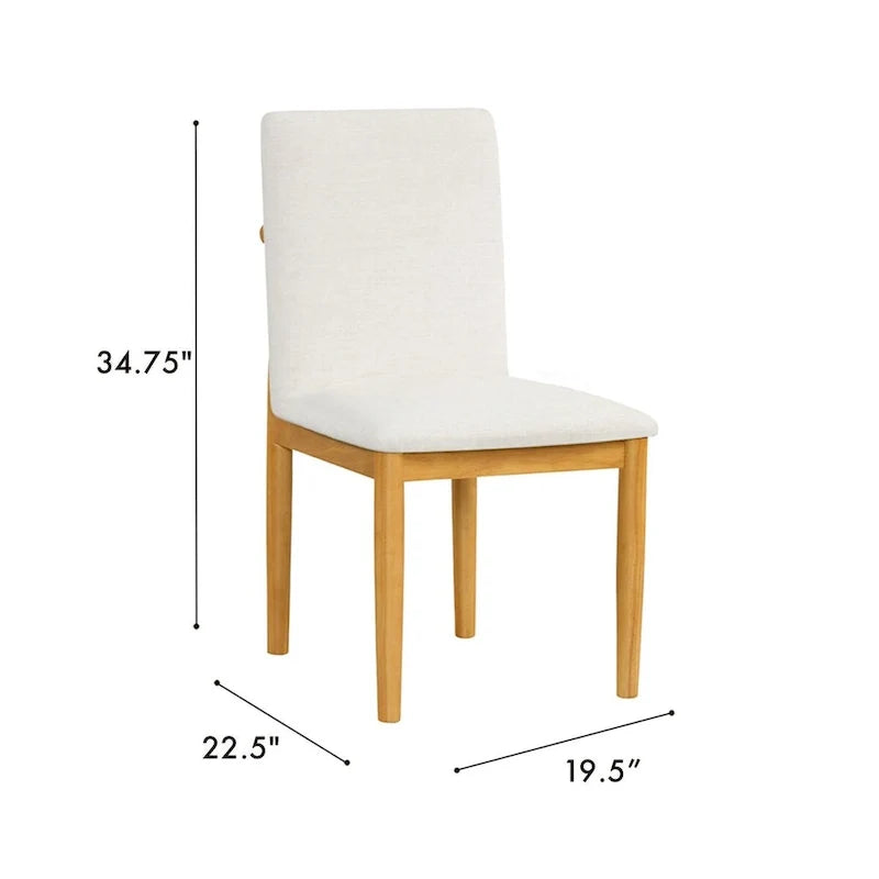 Modern Upholstered dining chair - Cream Textured Woven (Set of 2)