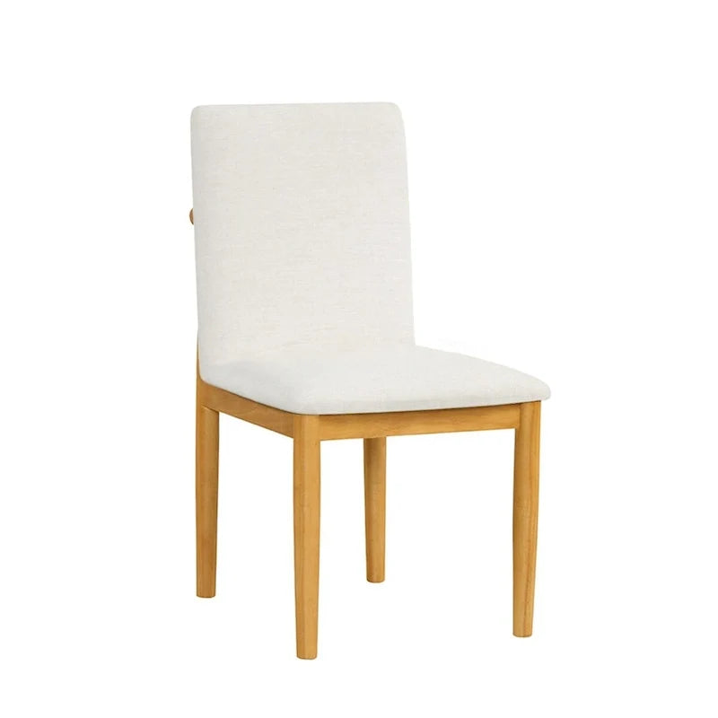 Silla de comedor moderna tapizada - tejido texturizado color crema (juego de 2)