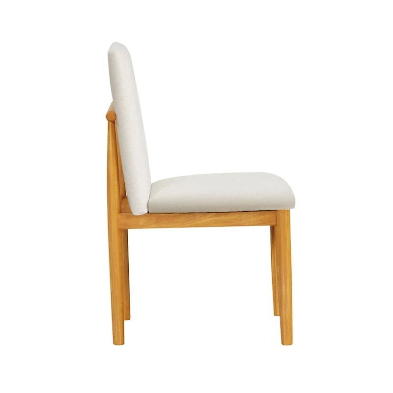 Silla de comedor moderna tapizada - tejido texturizado color crema (juego de 2)